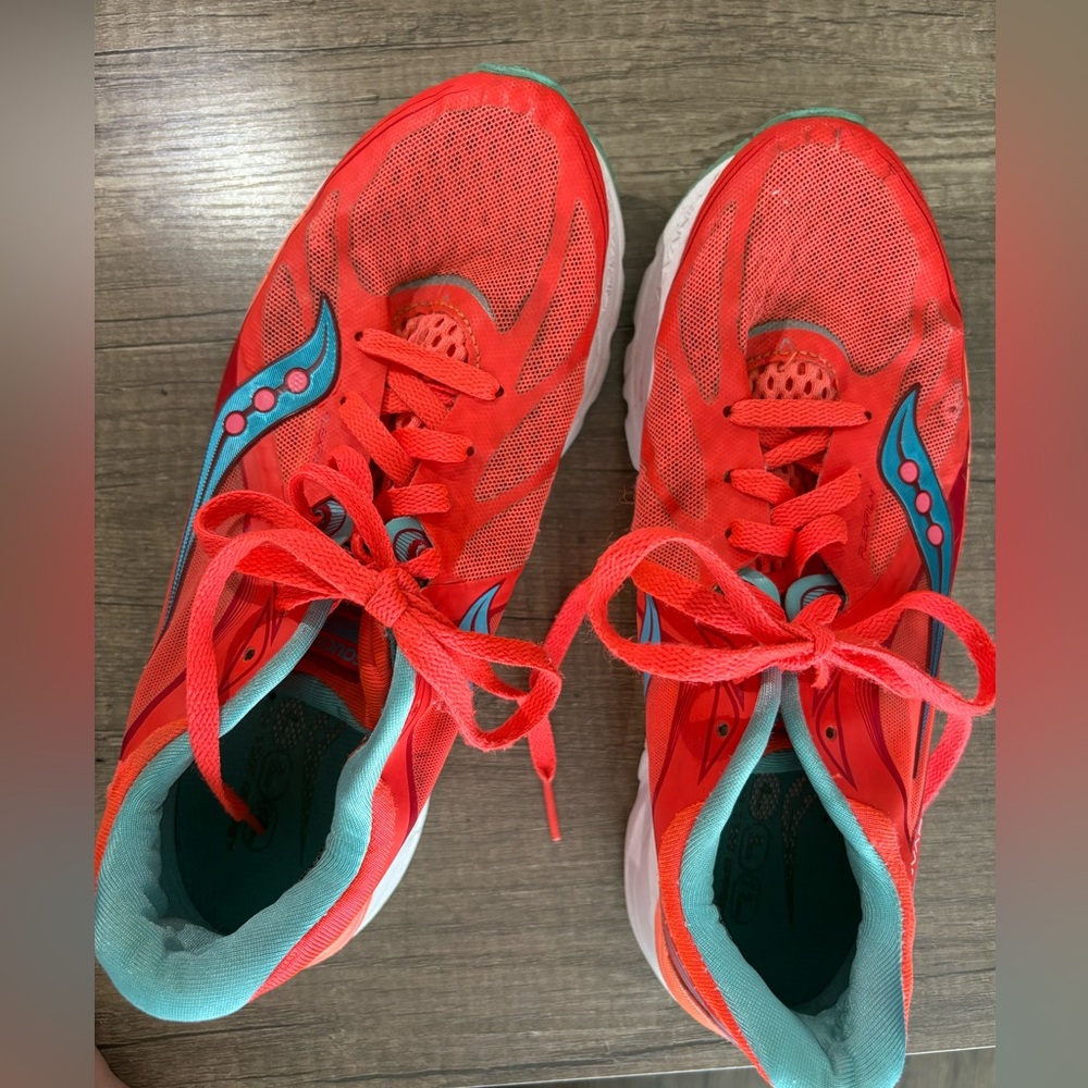Saucony Womens Kinvara5 S10238-2 Orange & Blue Athletic Running Shoes. - Picture 2 of 10